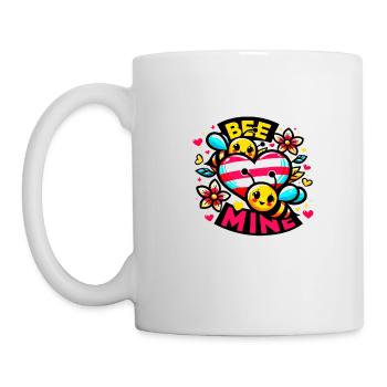 Bee Mine: Skurrile Bienen & Herz verspielt - Tasse - Weiß - Links