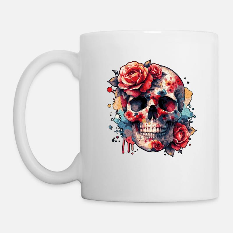 Blume Schädel - Tasse - Weiß