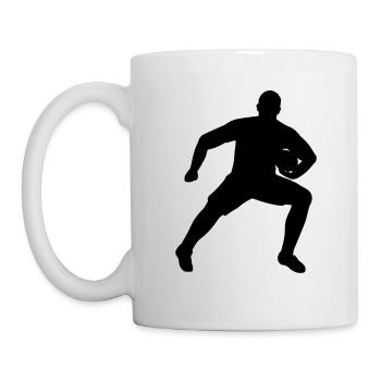 Rugby player defends ball - Mug - white - Left