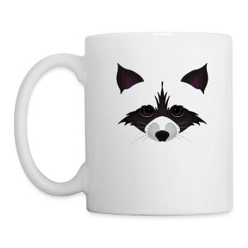 Süßes Waschbär Gesicht - Tasse - Weiß - Links