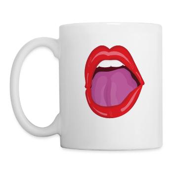 Offener Mund - Tasse - Weiß - Links