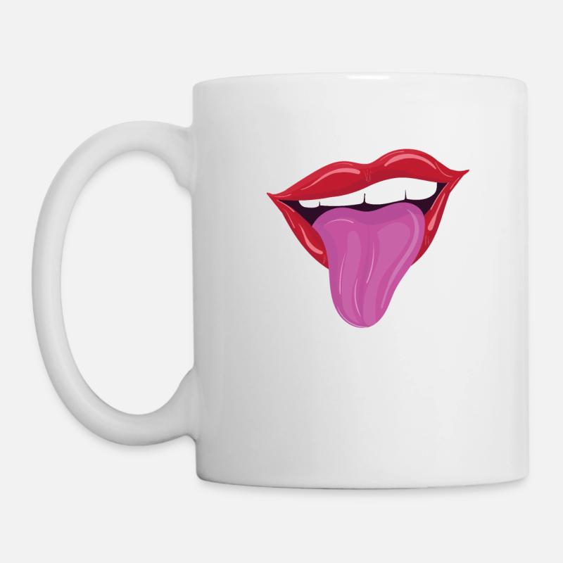 Lèvres coquines avec la langue - Mug blanc - blanc
