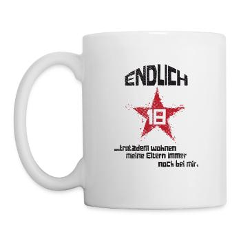 Endlich 18 Eltern wohnen noch bei mir Grunge Look - Tasse - Weiß - Links