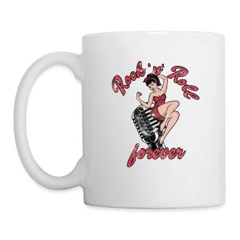 Rock n Roll pour toujours Vintage Girl Rocknroll - Mug blanc - blanc - Gauche