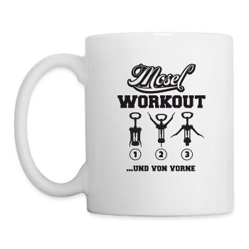 Mosel Workout Korkenzieher Wein Weinfest Shirt - Tasse - Weiß - Links