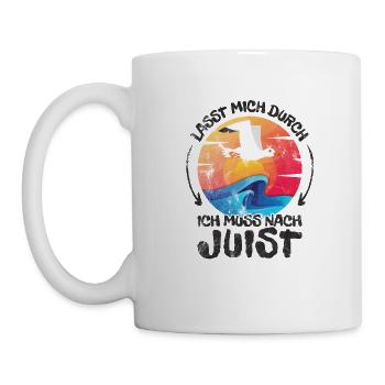 Lasst mich durch nach Juist Möwe Sonne Strand Meer - Tasse - Weiß - Links