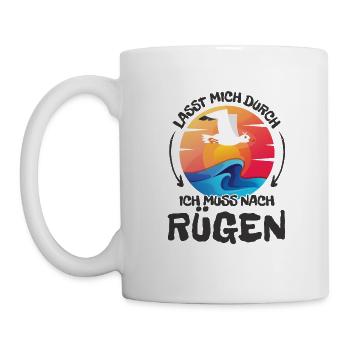 Lasst mich durch nach Rügen Möwe Sonne Strand - Tasse - Weiß - Links