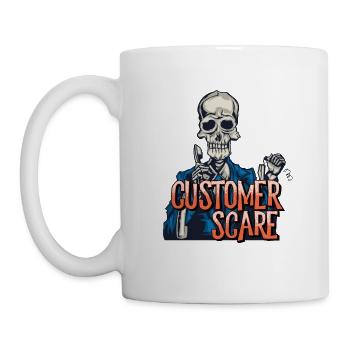 Customer Scare Care Zombie Telefon Halloween - Tasse - Weiß - Links