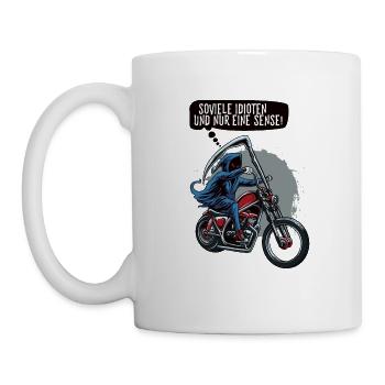 Soviele Idioten und nur eine Sense Sensenmann - Tasse - Weiß - Links