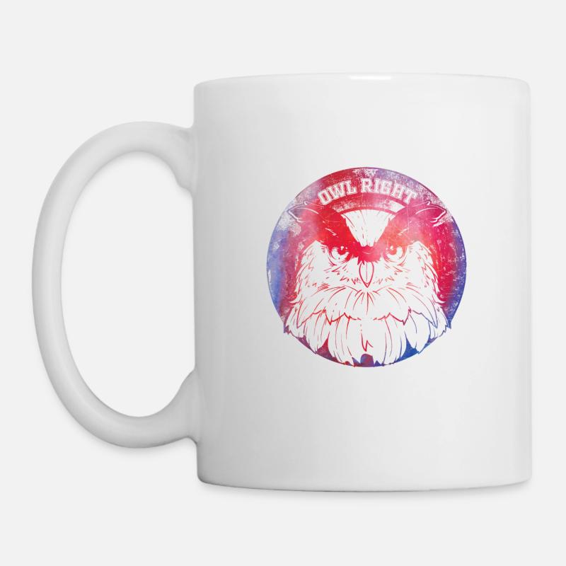 Owl Right Alright Eule Wortspiel - Tasse - Weiß