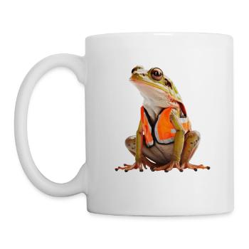 Frog with safety vest - Mug - white - Left