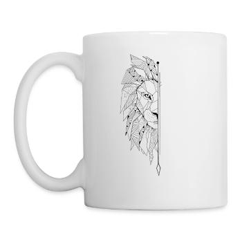Lion voleur de chat à faible poly | Unisexe T-shirt - Mug blanc - blanc - Gauche