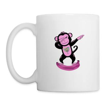 Netter rosa Affentupfer - Tasse - Weiß - Links