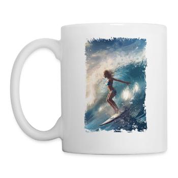 Surfing Woman with Summer Vibes Surf Vintage Style - Mug - white - Left