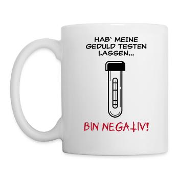 Geduld Negativ - dunkel - Tasse - Weiß - Links