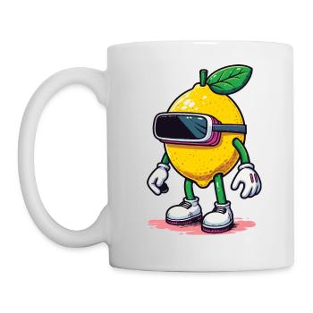 Coole Zitrone mit VR Brille Gamer Shirt - Tasse - Weiß - Links