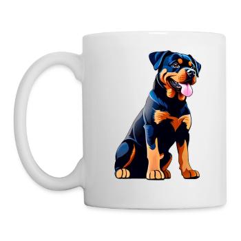 Cute Rottweiler in comic style - Mug - white - Left