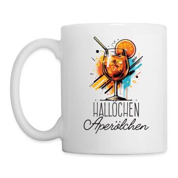 Hallöchen Aperölchen Cocktail Sommerparty Shirt - Tasse - Weiß - Links