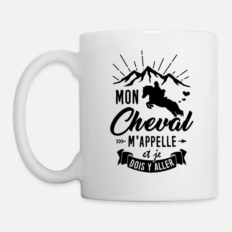 T-shirt équitation - mon Cheval m'appelle - Mug blanc - blanc