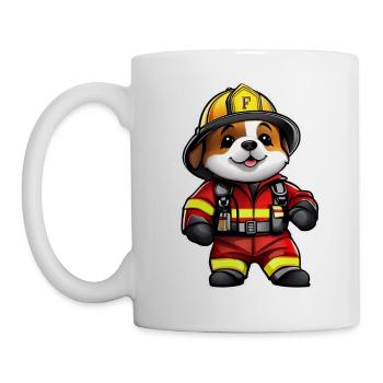 Niedlicher Feuerwehr Hund - Tasse - Weiß - Links