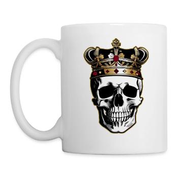 Skull with golden crown - Mug - white - Left