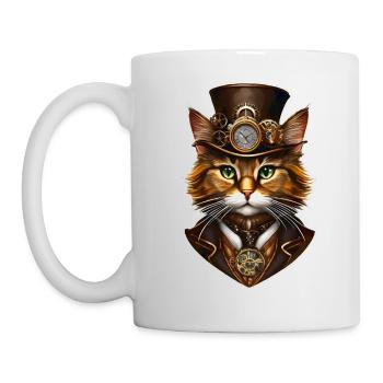 Chat Steampunk Cool - Mug blanc - blanc - Gauche