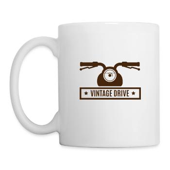 VINTAGE DRIVE - motorcycle chopper biker freedom - Mug - white - Left