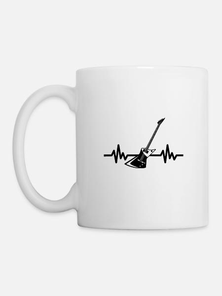 Heartbeat Guitare - Rock n Roll Punk Band Metal - Mug blanc - blanc