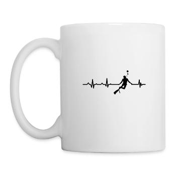 Herzschlag - Heartbeat - Diver - Taucher - Urlaub - Tasse - Weiß - Links