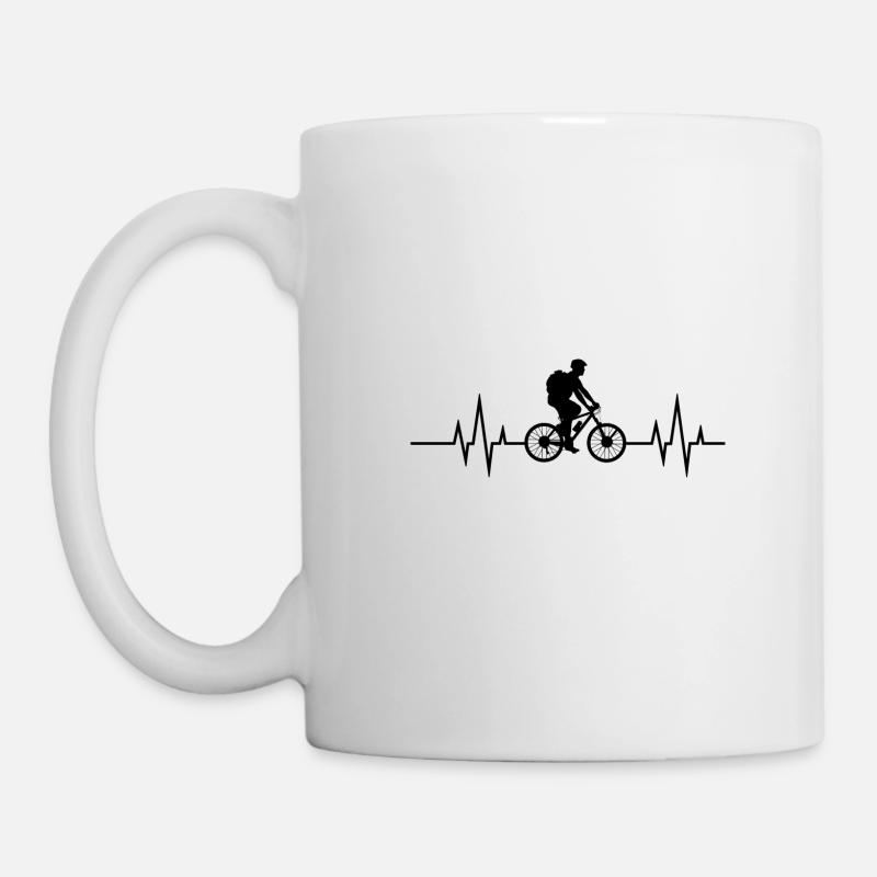 Herzschlag Fahrrad - Heartbeat bicycle - Freizeit - Tasse - Weiß
