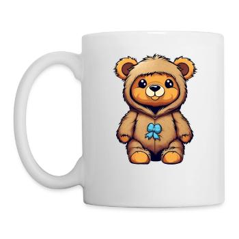 Ours en peluche mignon avec noeud bleu - Mug blanc - blanc - Gauche