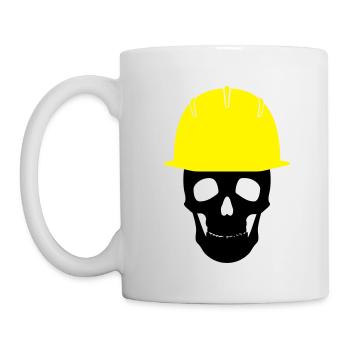 Skull with construction helmet - Mug - white - Left