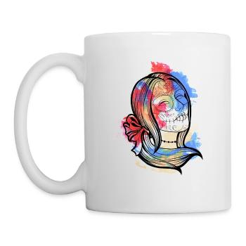 A Beautiful and Funny Watercolor Calavera Design - Mug - white - Left