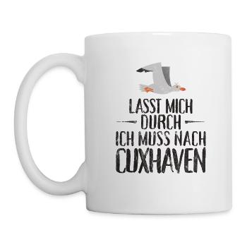 Lasst mich durch ich muss nach Cuxhaven Möwe - Tasse - Weiß - Links