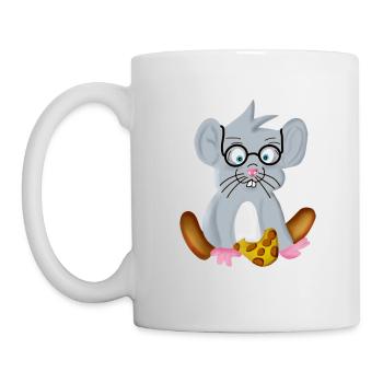 Intelligent little mouse with glasses as a nerd - Mug - white - Left