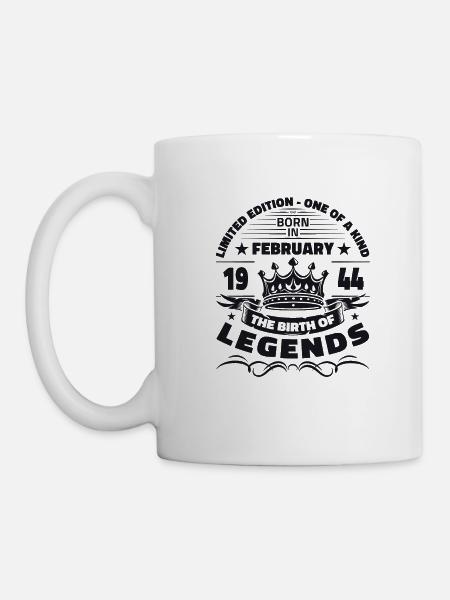 80e anniversaire février Vintage 1944 homme légende - Mug blanc - blanc