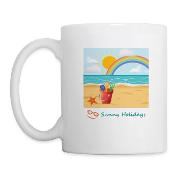 Vacances d'été à la plage, mer, sable et soleil - Mug blanc - blanc - Gauche