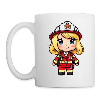 Cute firefighter woman - Mug - white - Left
