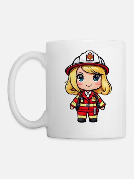 Niedliche Feuerwehrfrau - Tasse - Weiß