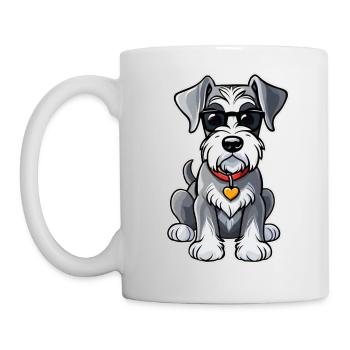 Cool Schnauzer Dog with Sunglasses - Mug - white - Left