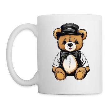 Ours en peluche mignon avec chapeau - Mug blanc - blanc - Gauche