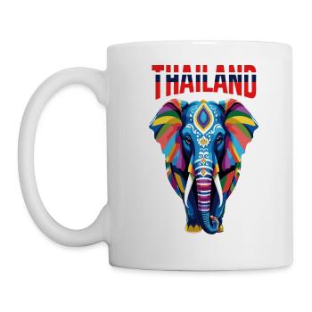 Colorful abstract elephant from Thailand - Mug - white - Left