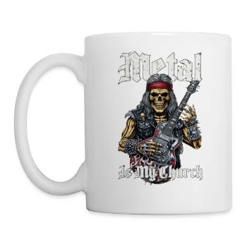 Rocking Metalhead Skeleton with Guitar - Mug - white - Left
