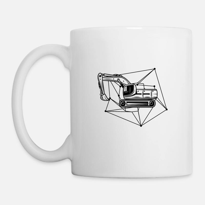 Bagger - Schaufelbagger Baustellenfahrzeug - Tasse - Weiß