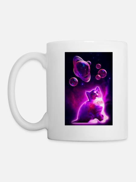 Space Bubble Kitty - Tasse - Weiß