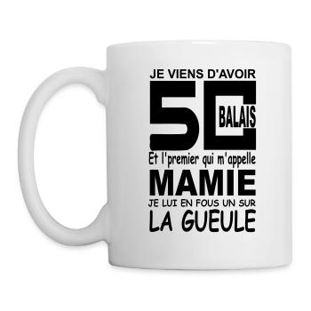 50 ans ne m'appelez pas mamie / cadeau 50 ans - Mug blanc - blanc - Gauche