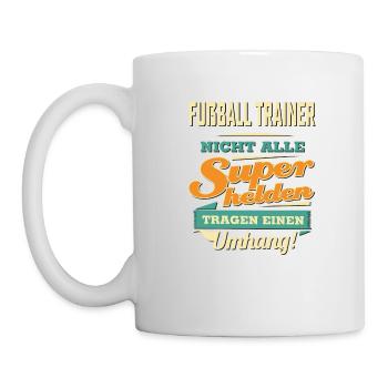 Superhelden Umhang - Fußball Trainer - RAHMENLOS - Tasse - Weiß - Links