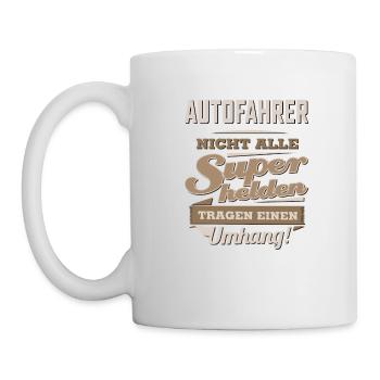 Superhelden in Sepia - Autofahrer - RAHMENLOS - Tasse - Weiß - Links