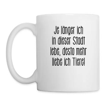 lebe in einer Stadt, deshalb liebe ich Tiere - Tasse - Weiß - Links
