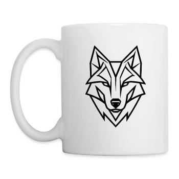 Wild Wolf Logo, Wolfskopf, geometrisch - Tasse - Weiß - Links
